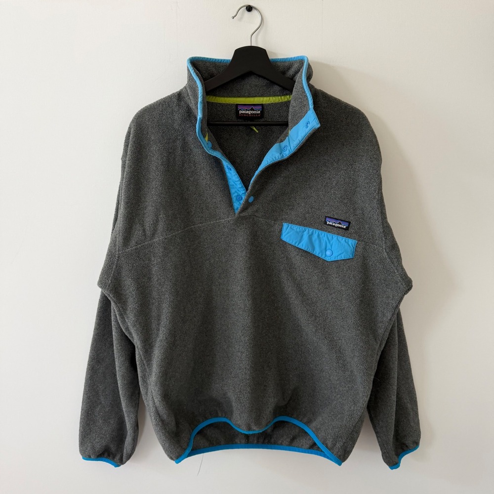 Patagonia Synchilla Snap-T Fleece Pullover Grey Blue Mens Medium